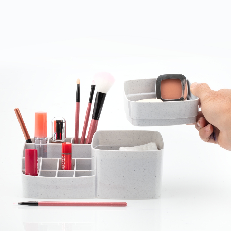 imagem do produto organizador de maquiagens com porta algodão (quartzo)