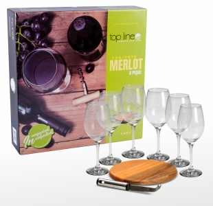 cj. merlot queijo e vinho 8 pçs