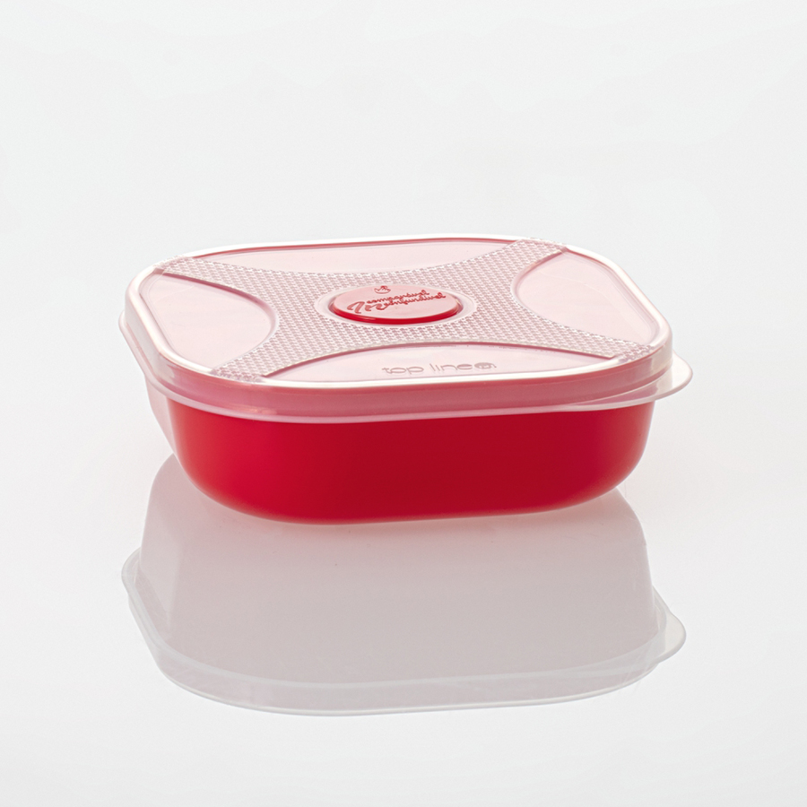 imagem do produto organizador multiúso quadrado 320 ml com válvula de micro-ondas para alívio de calor